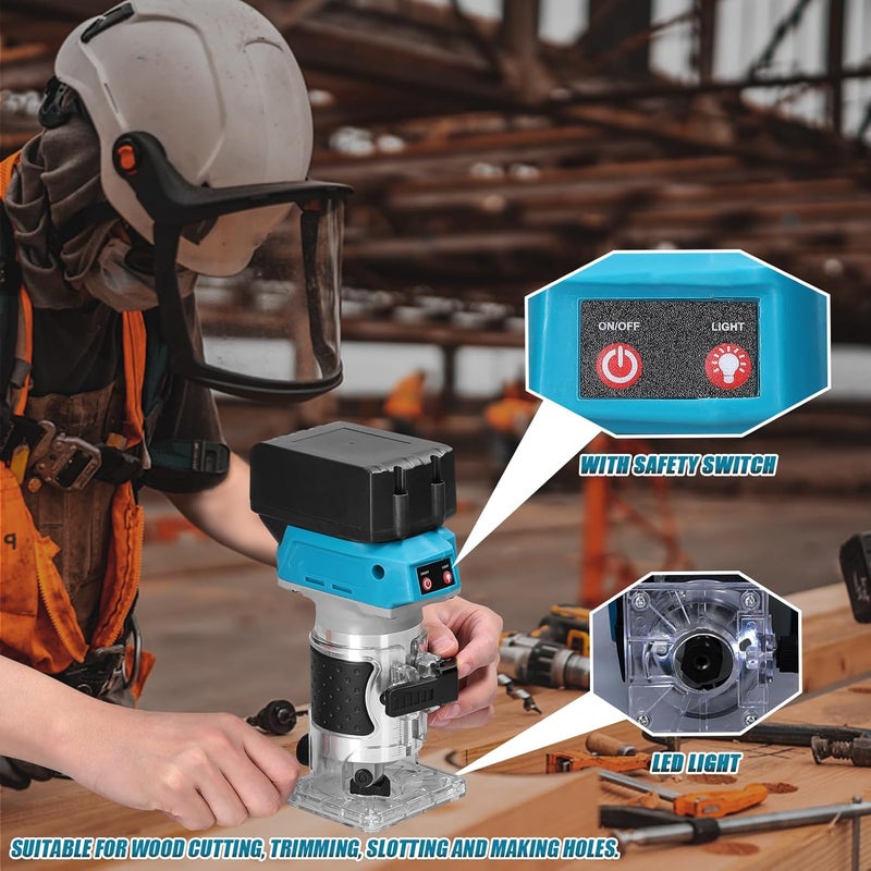 weitol 18V 18000RPM Brushless Trim Router, Wood Trimmer - 6.35mm Trim Diameter Cordless Palm Router, 6 Level Speed Adjustable (Tool Only) - Image 3